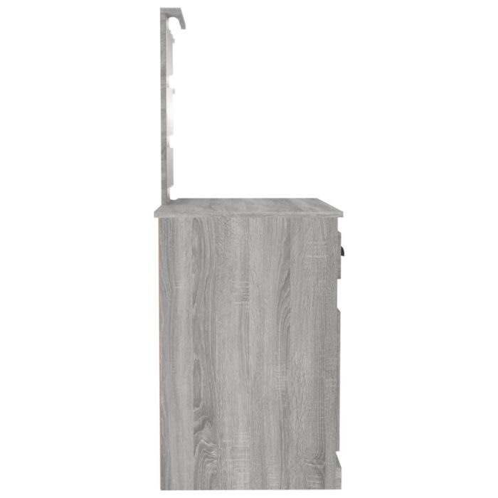 Coiffeuse avec LED sonoma gris 90x50x132,5 cm bois d'ingénierie – Image 6