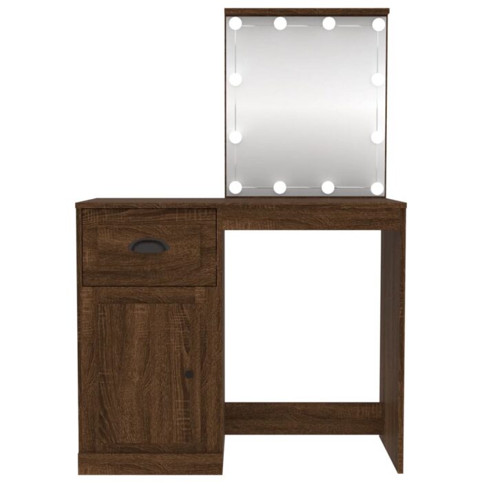 Coiffeuse avec LED chêne marron 90x50x132,5cm bois d'ingénierie – Image 4