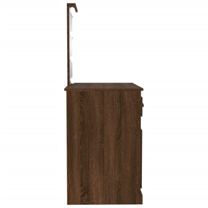 Coiffeuse avec LED chêne marron 90x50x132,5cm bois d'ingénierie – Image 6