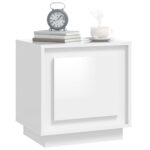Tables de chevet 2pcs blanc brillant 44x35x45cm bois ingénierie – Image 2