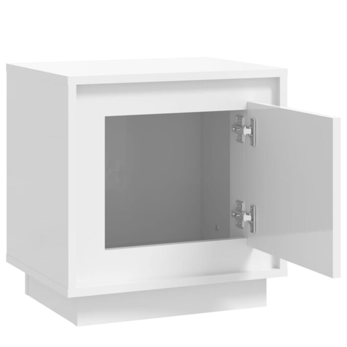 Tables de chevet 2pcs blanc brillant 44x35x45cm bois ingénierie – Image 4