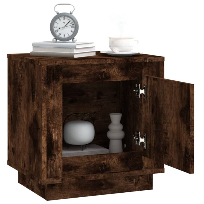 Tables de chevet 2 pcs chêne fumé 44x35x45 cm bois d'ingénierie – Image 3