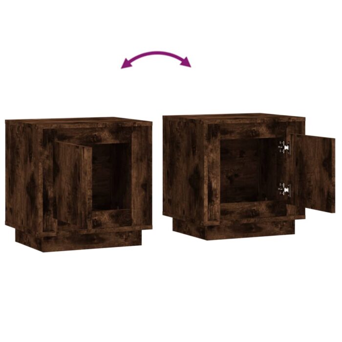 Tables de chevet 2 pcs chêne fumé 44x35x45 cm bois d'ingénierie – Image 7