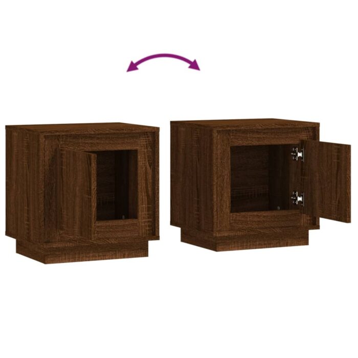 Tables de chevet 2pcs chêne marron 44x35x45cm bois d'ingénierie – Image 7