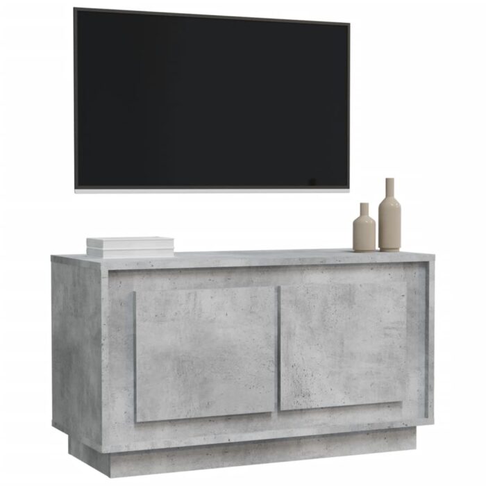 Meuble TV gris béton 80x35x45 cm bois d'ingénierie – Image 2