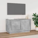 Meuble TV gris béton 80x35x45 cm bois d'ingénierie