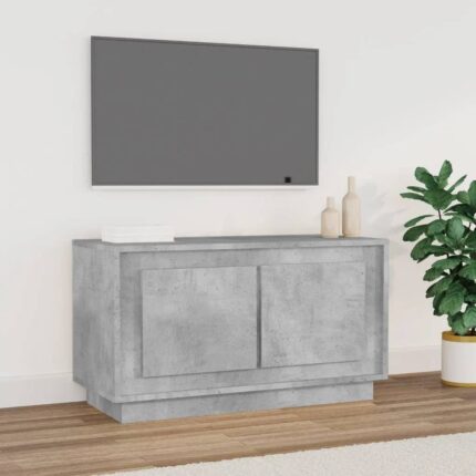 Meuble TV gris béton 80x35x45 cm bois d'ingénierie