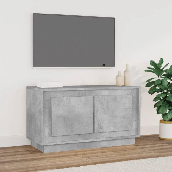 Meuble TV gris béton 80x35x45 cm bois d'ingénierie – Image 1