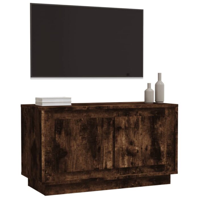 Meuble TV chêne fumé 80x35x45 cm bois d'ingénierie – Image 2