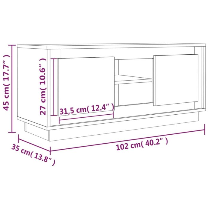 Meuble TV blanc 102x35x45 cm bois d'ingénierie – Image 8