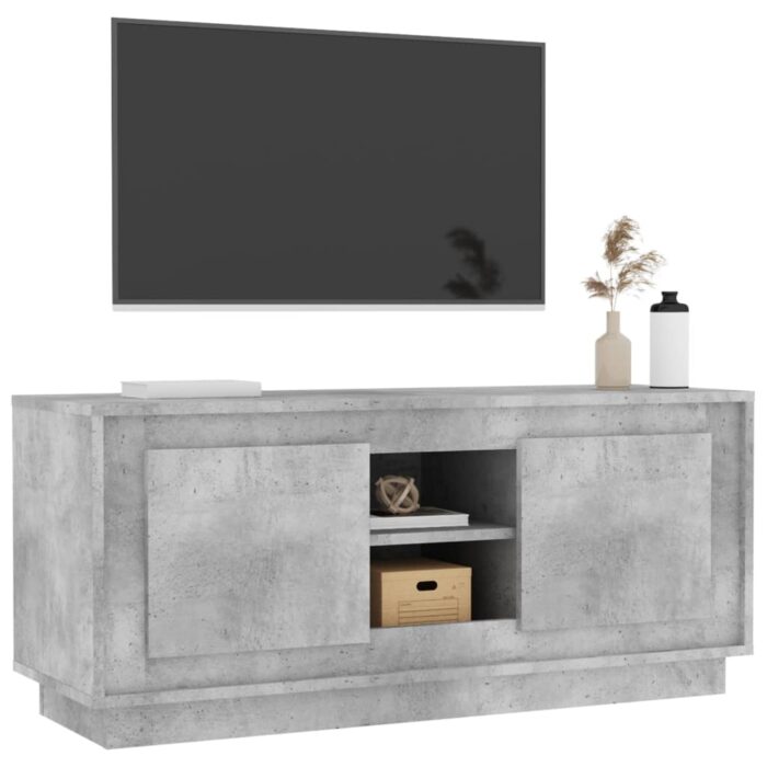 Meuble TV gris béton 102x35x45 cm bois d'ingénierie – Image 2