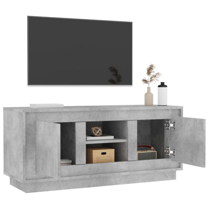 Meuble TV gris béton 102x35x45 cm bois d'ingénierie – Image 3