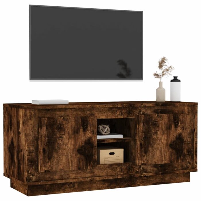 Meuble TV chêne fumé 102x35x45 cm bois d'ingénierie – Image 2