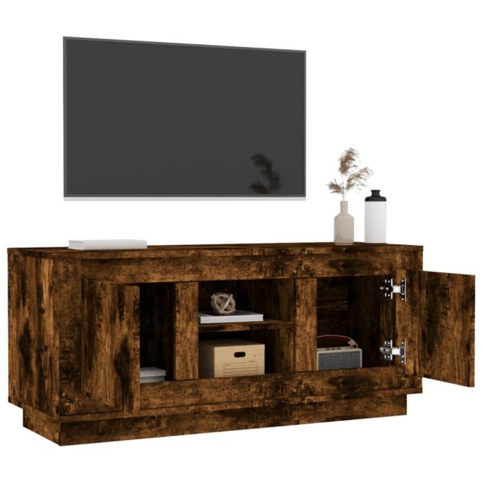 Meuble TV chêne fumé 102x35x45 cm bois d'ingénierie – Image 3