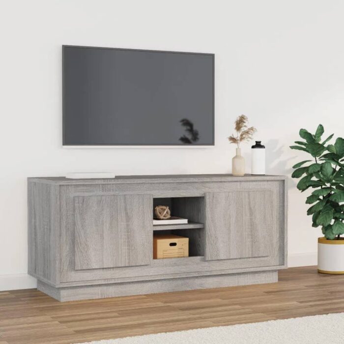 Meuble TV sonoma gris 102x35x45 cm bois d'ingénierie – Image 1