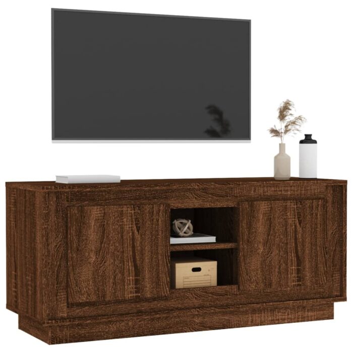 Meuble TV chêne marron 102x35x45 cm bois d'ingénierie – Image 2