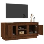 Meuble TV chêne marron 102x35x45 cm bois d'ingénierie – Image 3