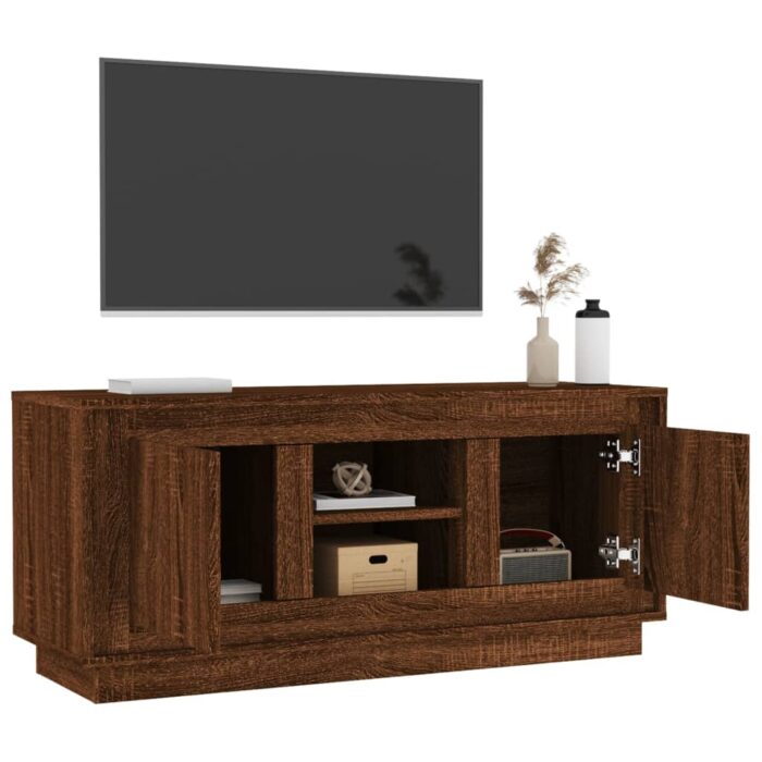 Meuble TV chêne marron 102x35x45 cm bois d'ingénierie – Image 3