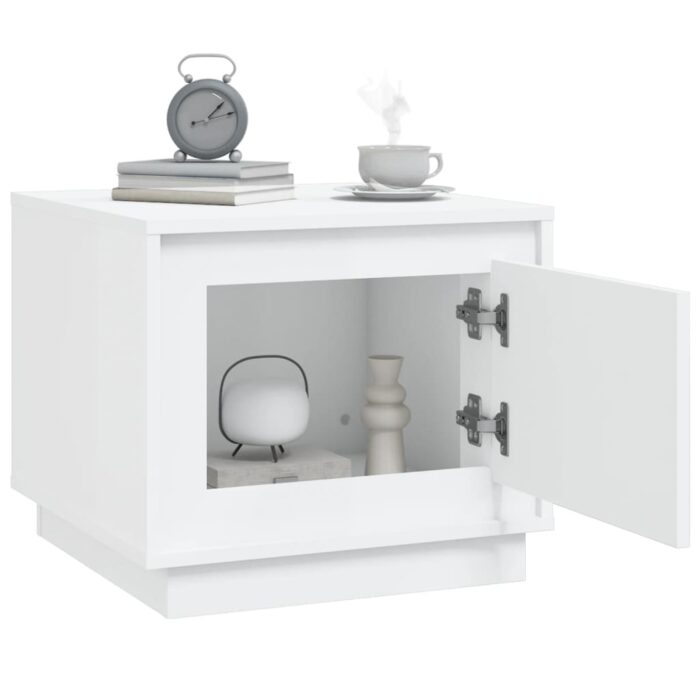 Table basse blanc 51x50x44 cm bois d'ingénierie – Image 2