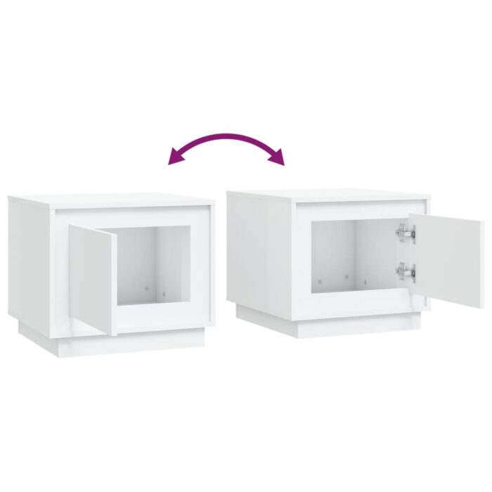 Table basse blanc 51x50x44 cm bois d'ingénierie – Image 6