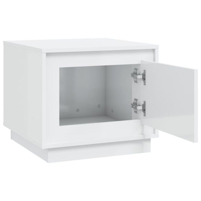 Table basse blanc brillant 51x50x44 cm bois d'ingénierie – Image 4