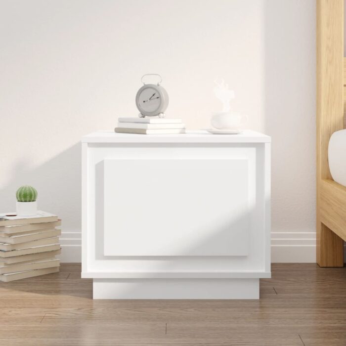 Table basse blanc brillant 51x50x44 cm bois d'ingénierie – Image 1
