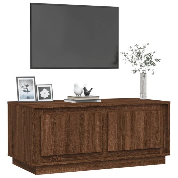 Table basse chêne marron 102x50x44 cm bois d'ingénierie – Image 2