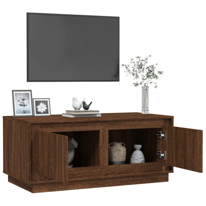 Table basse chêne marron 102x50x44 cm bois d'ingénierie – Image 3