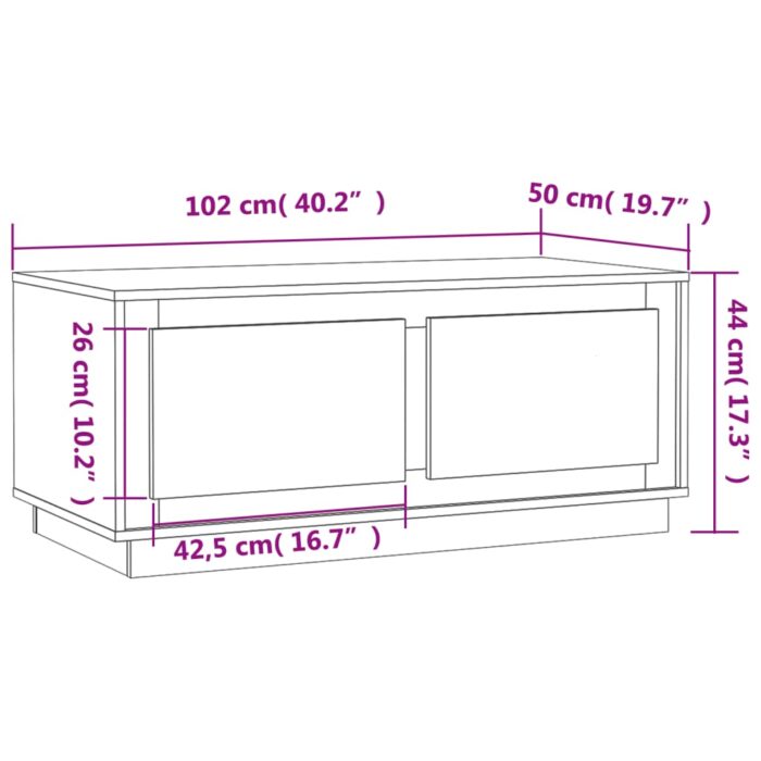 Table basse chêne marron 102x50x44 cm bois d'ingénierie – Image 8