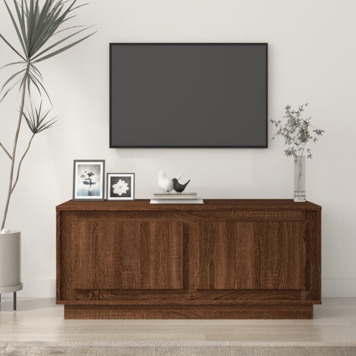 Table basse chêne marron 102x50x44 cm bois d'ingénierie – Image 1