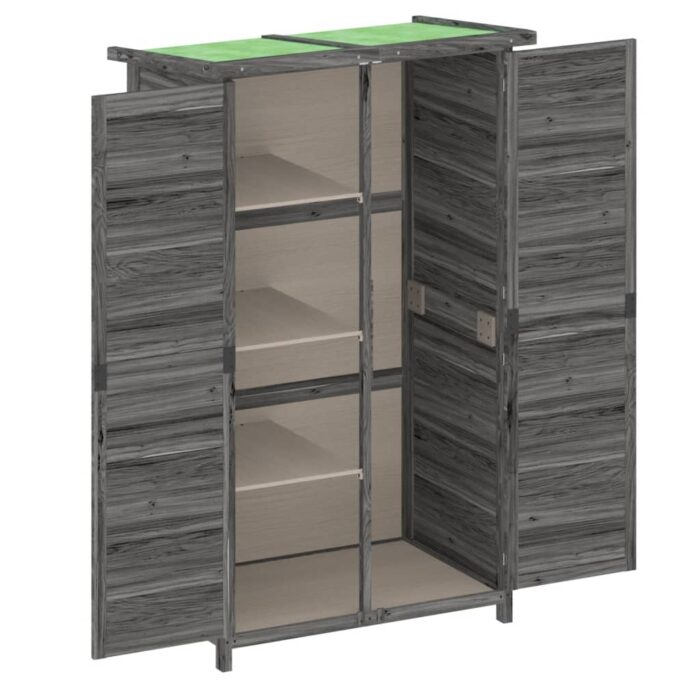 Abri à outils de jardin gris 83x57x140 cm bois massif pin – Image 3