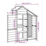 Abri à outils de jardin moka 120x53,5x170 cm bois massif pin – Image 6