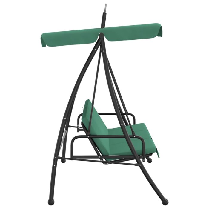 Balancelle de jardin avec auvent vert 198 cm tissu et acier – Image 2