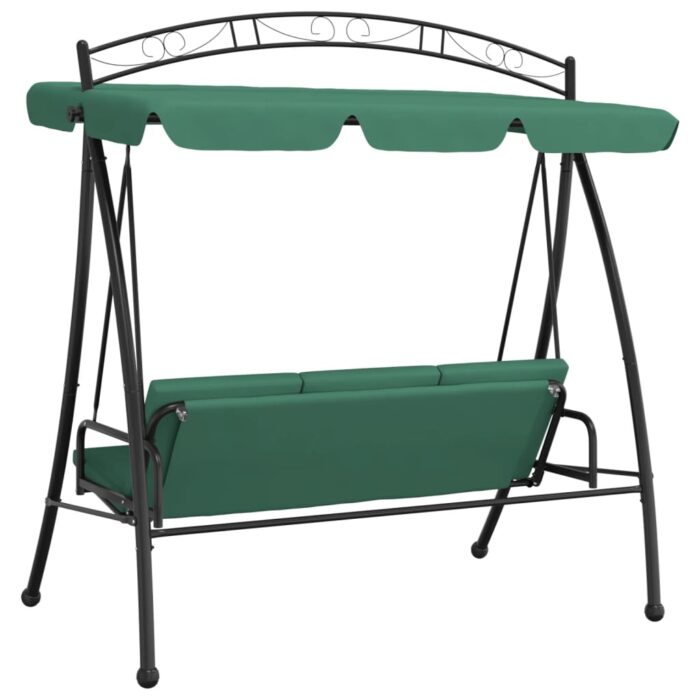 Balancelle de jardin avec auvent vert 198 cm tissu et acier – Image 3