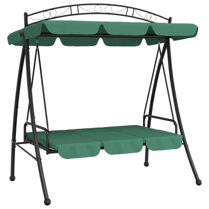 Balancelle de jardin avec auvent vert 198 cm tissu et acier – Image 4