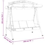 Balancelle de jardin avec auvent vert 198 cm tissu et acier – Image 7