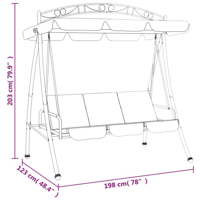 Balancelle de jardin avec auvent vert 198 cm tissu et acier – Image 7