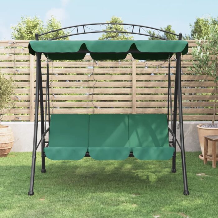 Balancelle de jardin avec auvent vert 198 cm tissu et acier – Image 1