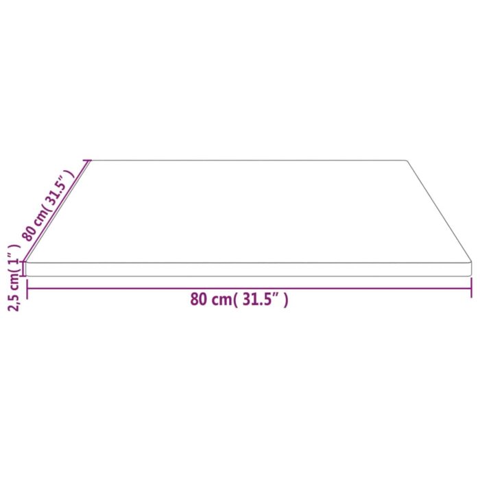 Dessus de table blanc 80x80x2,5 cm bois de pin massif – Image 6
