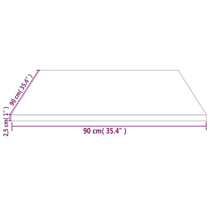 Dessus de table blanc 90x90x2,5 cm bois de pin massif – Image 6