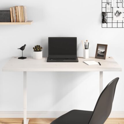 Dessus de bureau blanc 100x60x2,5 cm bois massif de pin
