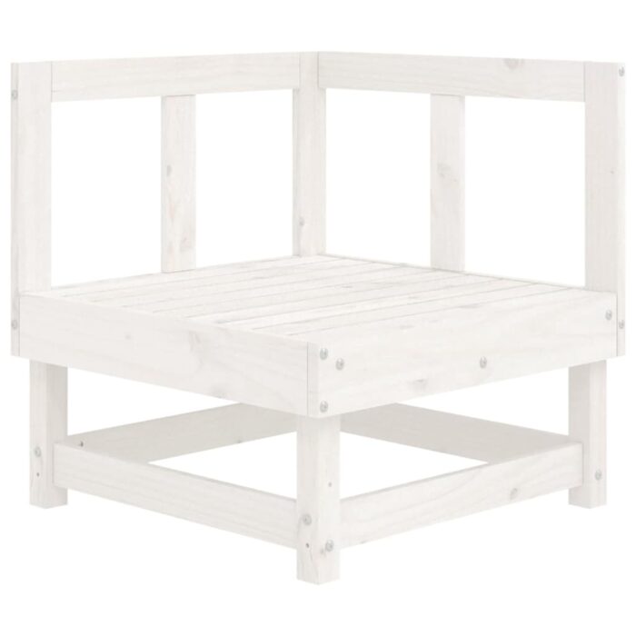 Canapé d'angle avec coussins blanc bois de pin solide – Image 4