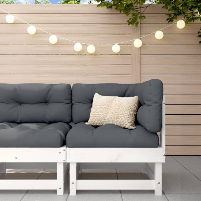 Canapé d'angle avec coussins blanc bois de pin solide – Image 1