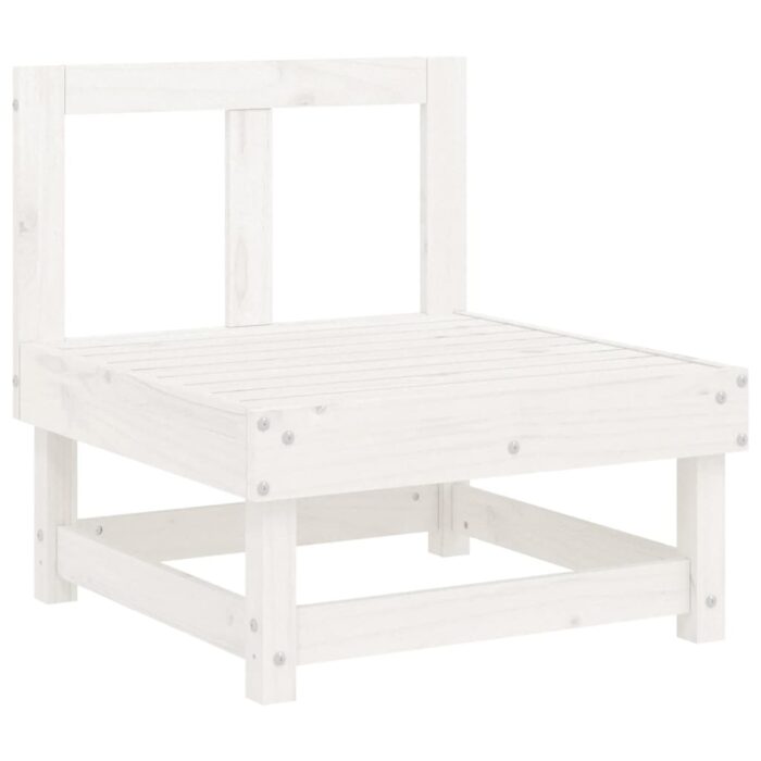 Canapé central avec coussins blanc bois de pin massif – Image 4