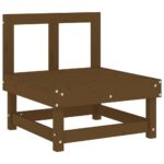 Canapé central avec coussins marron miel bois de pin solide – Image 4