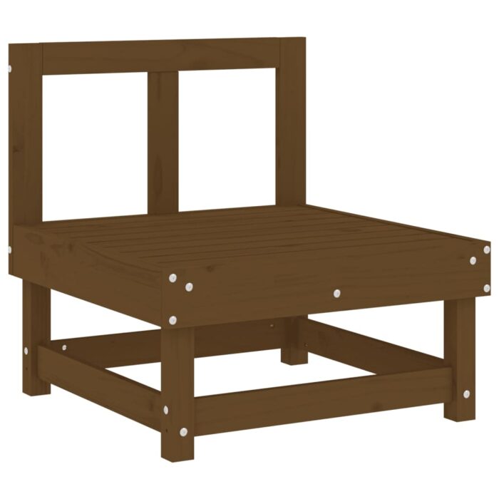 Canapé central avec coussins marron miel bois de pin solide – Image 4