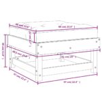 Repose-pied de jardin avec coussin blanc bois de pin massif – Image 7