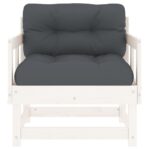 Chaises de jardin et coussins lot de 2 blanc bois de pin massif – Image 2