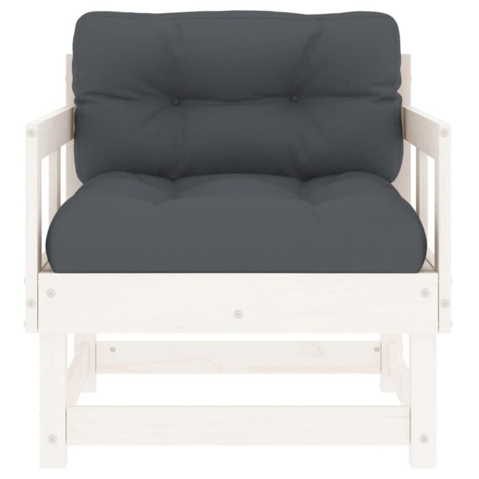 Chaises de jardin et coussins lot de 2 blanc bois de pin massif – Image 2