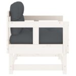 Chaises de jardin et coussins lot de 2 blanc bois de pin massif – Image 3